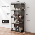 Naizea Display Cabinet With Glass Doors 4-tier Curio Cabinet W  6 Color Lights