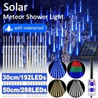 Solar Meteor Shower Led Lights Waterproof Light Tube String Holiday Party Decor