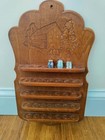 Vintage Wooden Thimble Display Shelf W Carved Designed W 3 Vintage Thimbles