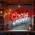 16  x16   Coors Light Beer Racing Flag Car Led Neon Sign With Dimmer Usb Powered