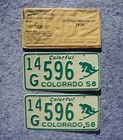 1958 Colorado Skier License Plate Plates Pair   Set - Unused