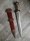 Heavy Denix Gladiator Sword Fixed Knife 20  Cast Metal Blade Gold Metal Handle