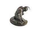 Vintage Hudson Pewter Kneeling Native American Hunter Statue 1970