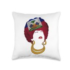 Haiti Haitian Flag Day Proud Ayiti Vintage Woman Afro Throw Pillow 16x16