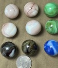 Lot Of 9 Jabo Large Shooter Marbles   95    Swirl Art Glass Vintage Style