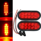2 Red 6  Oval Trailer Lights 10 Led Stop Turn Tail Truck Sealed Grommet Plug Dot