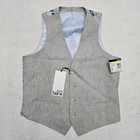 Bar Iii Mens Medium Slim-fit Grey 100  Linen Suit Vest Floral Back