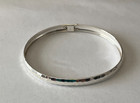 925 Sterling Silver Hammered Textured Bangle Bracelet 7 25  4 6g