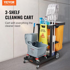 Cleaning Cart  3-shelf Commercial Janitorial Cart  200 Lbs Capacity Plastic Hous