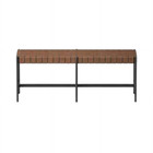 Woven Faux Leather With Metal Base Bench Brown - Threshold     Upholstered Rectang