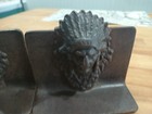 Vintage Native American Indian Chief Head Bookends Cast Iron Nice Patina  et