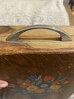 Vintage Wood Sewing Storage Handmade Farm Fresh With Handle And Floral Design