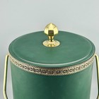 Vintage Kraftware Green Vinyl Ice Bucket W  Brass Trim   Handle Mcm Barware Usa