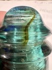 Cd 113 Hemingray No  12 Blue aqua Glass Insulator Amber Streak Pat  May 2 1893