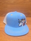 Aksels Kids Unicorn Flatbill Snapback Hat Blue White Mesh Rainbow 