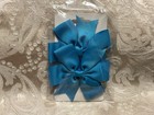 Blue Hair Bow Clips Grosgrain Ribbon Pinwheel Bow Girl Hair Barrette Set