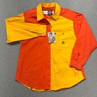 Vtg Rough Stock Panhandle Shirt Mens L Orange Color Block Western Rodeo Cowboy