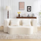 Modern White Queen Floor Futon Sofa Couch  4 Pillows  No Assembly