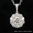 2ct Halo Zircon Necklace In 14k Solid White Gold 16 -18  Chain Pendant