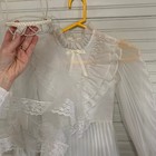 Vintage Merry Girl White Sheer Ruffle Lace Girls Party Dress 10 Pageant Tiara
