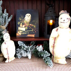 Steampunk Gothic Primitive Victorian Vintage Style Christmas Owl Portrait Sign