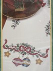  christmas Baubles  Tablerunner   2000 Bucilla Stamped Cross Stitch Linens 84281