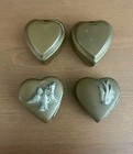 Vintage Brass Heart Pill Boxes Pewter Bird Decorations Hinged Lids Lot Of 4