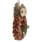 Woodland Creek Wooden Owl Shaped Wreath Holiday Door Hanger