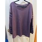 Bloomchic Purple Waffle Knit Top Size 14 16 Plus Striped Sleeve Blouse