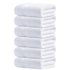 Set Of 6 White Hand Towels - 100  Cotton  Ultra Soft  Quick Drying  Hotel Qualit