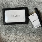 Coach F57311 Crossgrain Leather Lanyard Badge Id Holder - Black gold Nwt