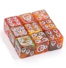 New Dice Set Of 6 D6  16mm  - Orange Skull Dice   Pips Are Replaced With Skulls
