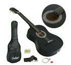Zeny 38  New Beginners Acoustic Guitar With Case  Strap  Tuner And Pick  Black