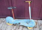 Vintage Antique Mobo Scootabike England Child s Metal Ride On Scooter Pedal Bike