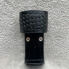 Aetco Black Basketweave Leather Duty Belt Universal Holder Gold Brass Snaps