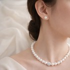 Genuine Akoya Pearl Necklace 18  9-10mm White W  Earrings Jewelry Set