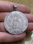 Vintage Authentic 1780 Austrian Thaler Coin Pendant Piece Solid Silver  