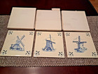 Set Of 3 Delfts Schoonhoven Holland Handcrafted Blue Windmill Tiles 6x6 Inches