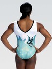 Gk Elite Gymnastics Leotard  glitter Cove  Holographic Foil Teal White Size As