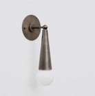  mid Century Modern Wall Sconce Light     Brass   White Metal Cone Shade     Vintage