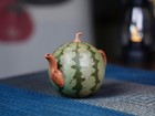 Handmade Yixing Zisha Watermelon Teapot  Yellow Jiangpo Clay Green Clay 120ml 