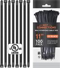 500 Pieces 11  Uv Black Nylon Cable Straps Zip Ties 50 Lbs Tensile Strength