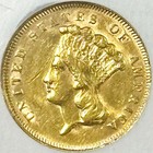 1878  3 Gold Indian Princess Ngc Au55   low Mintage