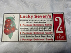Vintage Lucky Seven s Candy Advertisement Card Mid Century