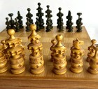 Vintage Mid-century Mexican Folk Art Hand-carved Wooden Chess Set 4  King  board