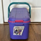 Vintage 90s Eagle Craftstor Purple Pink Sewing Storage Organizer Craft Tote Bin