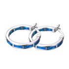 925 Sterling Silver Hoop Earring  Opal Small Small  Blue And Sliver