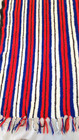 Striped Handmade Crochet Afghan Throw Blanket Red Blue White Black 43x65 Cottage