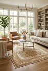 Semi-antique Cream Floral Oriental Wool Rug Distressed Entryway Carpet 4x6 Ft