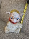 Vintage Very Dirty Toy Rubber Face Plush Lamb 1950s Or 1960s With Tags  